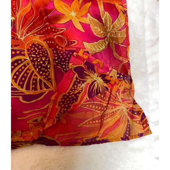 Boo Gemes cotton silk floral Hawaiian thin tunic blouse colorful cruise size L - Picture 9 of 12